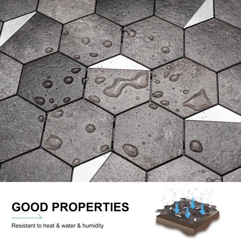 Bainley 10-Sheets Hexagon Peel and Stick Backsplash Tile, Stick on