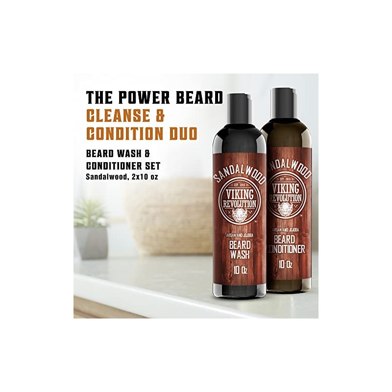 Beard Wash & Beard Conditioner Set w/Argan & Jojoba Oils