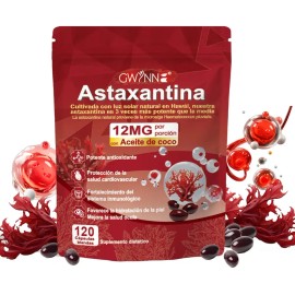 Gwynne Astaxantina 12mg 120 Cápsulas Blandas Antioxidante,astaxantina Antioxidant From Fresh Haematococcus Pluvialis,apoya La Salud Ocular, Articular 
