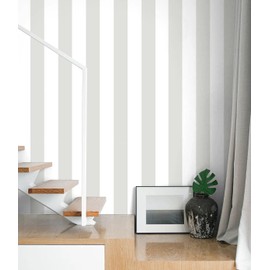 Guvana 17.7"x472" Grey and White Peel and Stick Wallpaper Striped Contact Paper Modern Self-Adhesive Wallpaper Gray Striped Waterproof Wall Paper for Bathroom Bedroom Decor