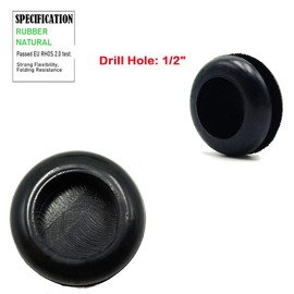 EASYEAH 1/2 Rubber Grommets for Wiring, 3/8 in ID Double-Sided Rubber Plugs for Round Holes, Firewall Grommet Automotive, Wire Cable Protection for Metal Electric Box, 50 Pcs 10x12 mm, Black