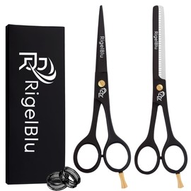 RigelBlu Barber Scissors & Thinning Shears for Hair Cutting & Grooming, Premium Japanese Stainless Steel Hair Cutting Scissors, Barber Accessories & Hair Tools,Hair Scissors Set