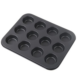 Retoo Muffin Mould, Baking Tray for 12 Muffins, Non-Stick Coating, 35 x 26.5 x 3 cm, Moulds for Cupcakes, Brownies, Cakes, Pudding, Muffin Tray, Muf-fin, Graphite