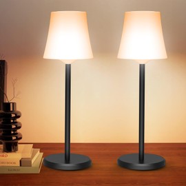 Ainostone Cordless Table Lamp Rechargeable 2 Pack Wireless Touch Light Battery Operated 3 Color & RGB Stepless Dimmable Portable Led Waterproof Small Lamps for Kichen/Dining/Outdoor/Patio/Restaurant