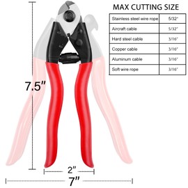 Olefyio Heavy Duty Cable Cutter Wire Cutter for 1/8" - 5/32" Stainless Steel Aircraft Wire Rope Deck Stair Railing Thick Seal Metal Fence Bike Bicycle Brake Cutter