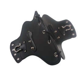 Black Universal Motorcycle Leather Side Saddle Heat Shield Deflector Cover Fit For Harley Touring Softail Indian scout Chieftain Honda Yamaha Suzuki Kawasaki All Models