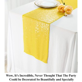 Partisout Table Runner Sequin Table Cover 2 Pack 12x72 inches Christmas Table Runner Party Table Runner Glitter Table Runners and Wedding Table Runners for Birthday Decoration (2pcs 12x72in, Yellow)