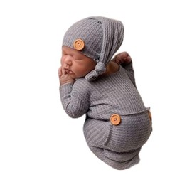 CUTEBBPHOTO Newborn Baby Photography Bodysuits Outfits Boy Girl Infant Photo Crochet Romper Outfit (Grey3)