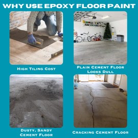 Tapel 3-in-1 Epoxy Floor Coating - Slate Grey 35oz (54ft²), Primer+Paint+Clear Coat | Non-Slip, UV-Resistant Finish for Concrete Garage Floors, Basements & Warehouses – Fast-Drying, Hot Tire Pickup Resistant