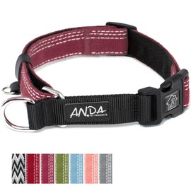 ANDA No Slip Martingale Dog Collar with Quick-Release Buckle - Soft and Durable, Adjustable Anti-Escape Design, Perfect for Training and Walking - Ideal for Medium, and Large Dogs (Burgundy, Large)