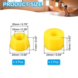 PATIKIL Skateboard Bushings, 2 Set 90A PU Long-Board Truck Bushings Rebuild Kit for Skateboard Parts, Yellow