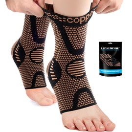 2 Pack Copper Ankle Support for Women/Men, Plantar Fasciitis Socks, Compression Ankle Brace Support for Sprained Ankle, Ligament Damage, Achilles Tendonitis, Joint Pain, Running, Sports
