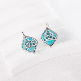 Phyonio Turquoise Earrings for Women，Sterling Silver Turquoise Celtic Knot Dangle Earrings Leverback Clasp，Boho Western Blue Dangling Turquoise Jewelry Birthday Gifts for Womens