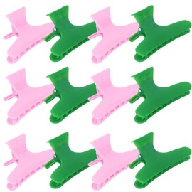 BAHABY Hair Clips for Styling Sectioning 12 Pack Green Pink Butterfly Clamps Hair Claw Clips Pro Salon Hair Clips for Styling, Sectioning, Cutting and Coloring