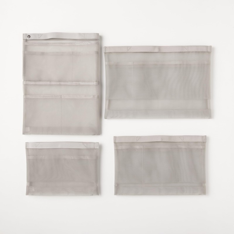 Muji NDE01A1S Nylon Mesh Bag-In Bag, Gray, A4, Vertical