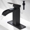 Waterfall Bathroom Faucet Black - Single Handle Bathroom Sink Faucets