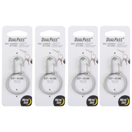 Nite Ize DualPass Dual Chamber Key Ring - Heavy-Duty Carabiner Clip with Inner Gate - Key Organizer Keychain for Multiple Keys & Fobs - Ring Carabiner for Key Accessories - 4 Pack