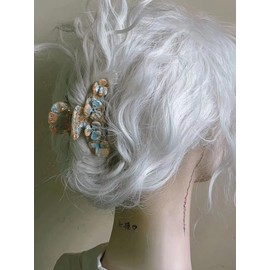 Vintage Diamond Flower Hair Claw Clip for Women, Small Exquisite Mixed Color Floral Hair Clip High Texture Acetate Fashionable Hair Accessories for Thick & Thin Hair & Curly Hair (Pink+Green)