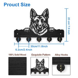 MAYJOYDIY German Shepherd Wood Key Holder for Wall 11.8x7.8inch Dog Animal Wall Mounted Key Hooks Coat Hanger Rack with 5 Alloy Hooks for Entryway Front Door Kitchen Office Decoration