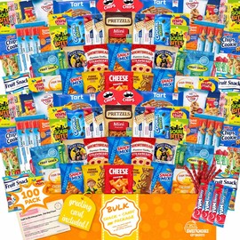 Snacks Variety Pack for Adults, Kids & Teens (100 Count) - Snack Box Variety Pack with Chips, Cookies & Bars - Bulk Snacks Gift Box, Care Package for College Students, Office & Birthdays