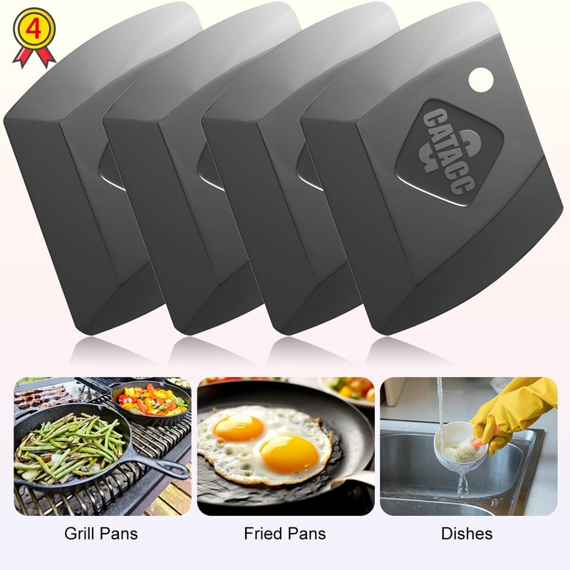 G.CATACC 4-Pack Pan Scrapers, Durable Plastic Dish Scraper Tool for