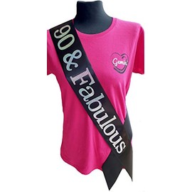 Gemini Ribbons - 90 and Fabulous - 90th Birthday Sash - Holographic - 90th Birthday Party - Womens Mens - Gift
