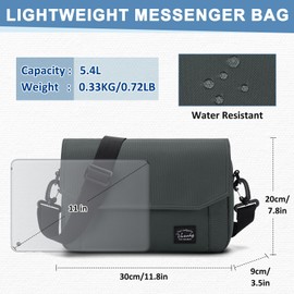 VASCHY Messenger Bag for Men, Medium Lightweight Classic Shoulder Bag Casual Crossbody Satchel Courier Handbag for Work,Gray