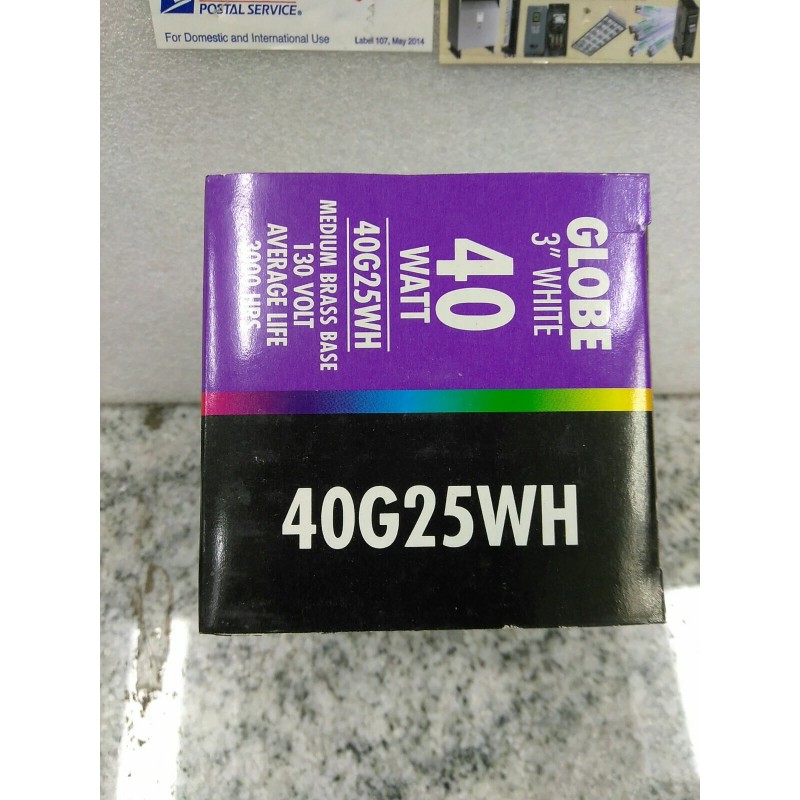 TEIBER 40G25WH 40W G25 Globe 3" 130V Medium BRASS Base