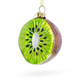 Kiwi Slice Glass Christmas Ornament