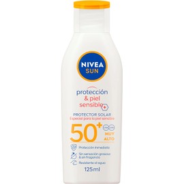 NIVEA SUN Protector Solar Corporal Protect & Sensitive para Piel Sensible FPS 50+ (200 ml) + NIVEA Desmaquillante Facial Bifásico para Ojos (125 ml).