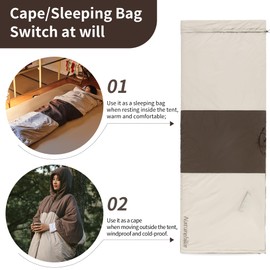 Naturehike Multifunctional Cotton Sleeping Bag, Outdoor Sleeping Bag for Adults, Poncho Sleeping Bag, Waterproof and Windproof Sleeping Bag, Perfect for Camping, Travel and Outdoor Activities
