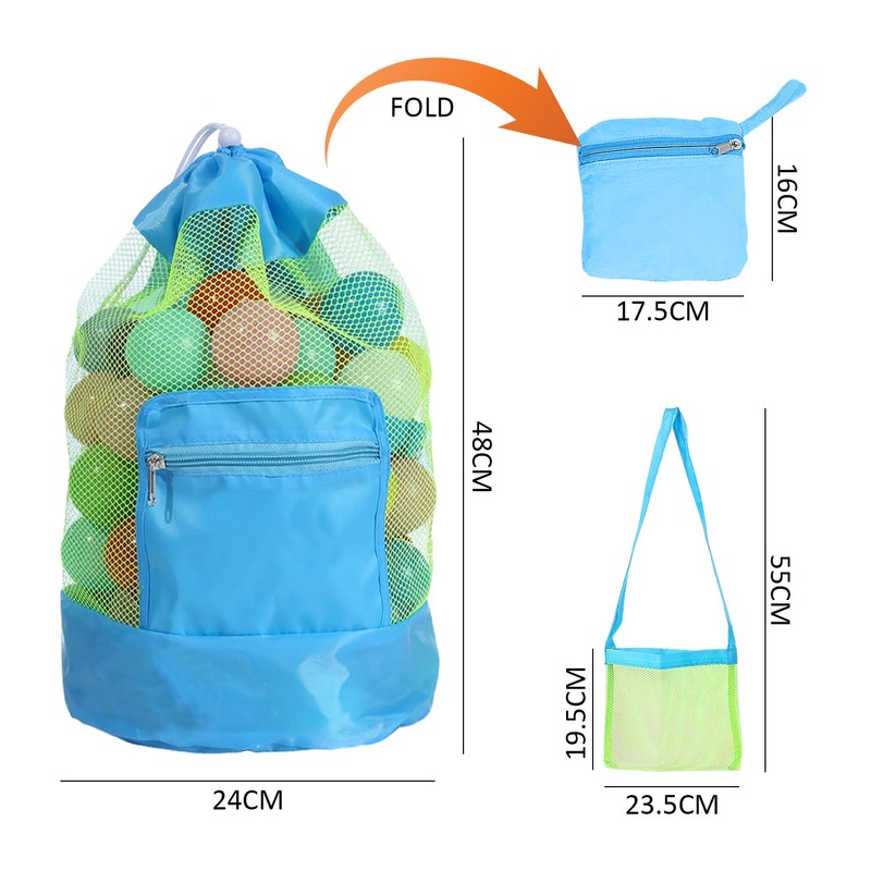 1Pc Large Mesh Bag, 1Pc Small Square Mesh Bag, Beach