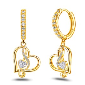 Music Heart Hoop Earrings for Women Gold Plated Sterling Silver Musical Instrument Dangle Earrings Microphone Music Note Jewelry Gifts for Horn player Music Lover Birthday Party