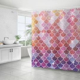 FAIRYGATE Outdoor Shower Curtain Fabric Shower Curtains Weighted Curtain Liner Waterproof for Wet Room with Hooks 71x71 Inch Bathroom B8723