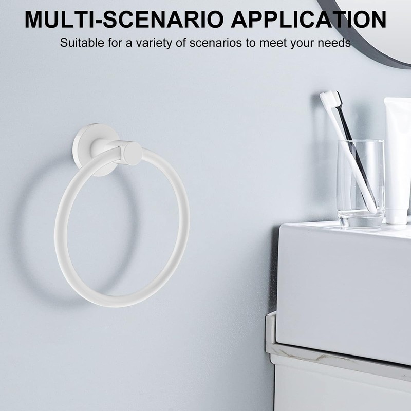 SetSail Towel Holder for Bathroom Wall Screw-in White Towel Ring