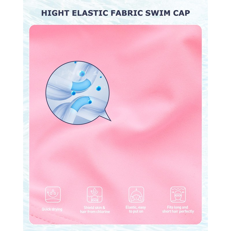 Firesara Fabric Swim Cap, High Elasticity Swimming Cap Keeps Hair