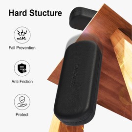 RayLove Glasses Case Hard Shell Eyeglass Case with Cleaning Cloth, 2 Pack PU Leather Protective Eye Glass Cases Fits Most Sunglasses Glasses (Black Black)