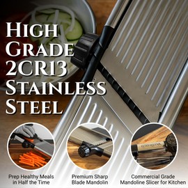 LUXELLSTAR Mandoline Slicer for Kitchen Stainless Steel–Adjustable Thickness Vegetable Slicer with Julienne Style Cutting, Safety Handguard Knob–Food Cutter for Veggies, Potatoes, Salad & Meal Prep