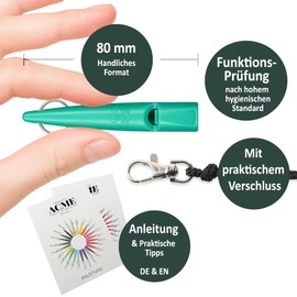 ACME Dog Whistle No. 210.5 Original from England with Free Instructions and Black Whistle Band - Loud & Wide for Successful Dog Training and Reliable Recall (Emerald Green)