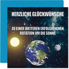 Birthday Card Funny for Men Women Him Her - Rotation Earth - Happy Birthday Card for Brother Sister Son Daughter Mother Father Grandfather 145 mm x 145 mm Jokes Greeting Cards