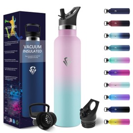 Thermos Flask, 1000 ml, BPA-Free, Stainless Steel, Leak-Proof Insulated Flask, Double-Walled, Stainless Steel, Thermos Flask with Straw, Suitable for Carbonated Drinking Bottle