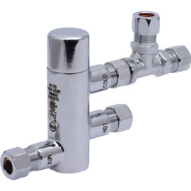 Cash Acme 3/8 Inch HG135 Thermostatic Mixing Valve with Compression Connections, Tee, and Integral Checks, Brass Plumbing Fitting, 25687