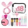 Cosmetiquera Transparente Brocha Esponja Maquillaje 18pzs