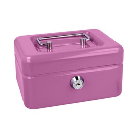 Westcott Cash Box Lockable (Compact, 15 cm) Lilac | Lockable Sheet Steel Box with 2 Keys | Removable Coin Tray with 6 Compartments | E-51000 LILAC