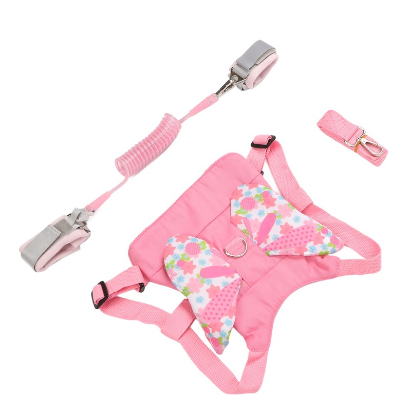 Toddler Harness Leashes with Retractable Wrist Link Pink 1.5M Rope