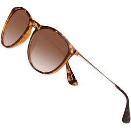 Arjien Vintage Polarised Sunglasses Women Men UV400 Protection Large Round Glasses with Ultralight TR90 Frame, B - Brown