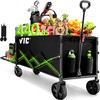 VIC Collapsible Folding Wagon, Extra Long Extender Wagon Cart,Beach Wagon
