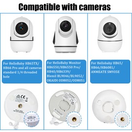 TEKCAM Baby Monitor Holder Stand Compatible with HelloBaby HB65/HB40/HB6550/HB66/HB6339/HB6550 Pro, Adjustable Baby Camera Wall Mount for Most 1/4" Baby Monitors Camera (2 Pack)