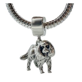 BOLENVI Colgante colgante de plata de ley 925 con diseño de perro de Cocker Spaniel en 3D, para pulseras o collares similares, Plata esterlina, Sin gemas.