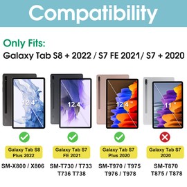 ProCase Funda para Galaxy Tab S8+ / S7 FE / S7+ 2022 2021 2020, Carcasa Protectora Delgada para 12.4 Pulgadas Galaxy Tab S8 Plus S7 FE S7 Plus X800 X806 T730 T733 T736 T738 T970 T975 T976 T978 -Negro